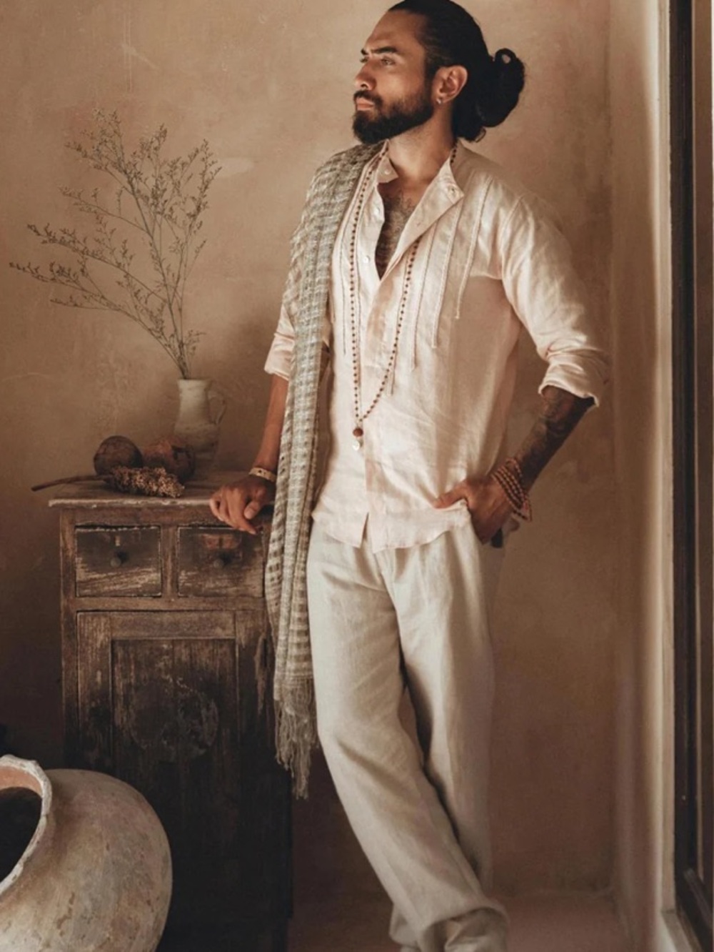 Aya Sacred Wear Men’s Linen Shirt - Picture 6 of 8